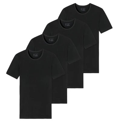 Afbeelding van Schiesser 4ER PACK Serie Rundhals Hemd, Heren, Maat: Medium, Schwarz
