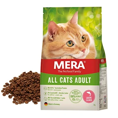 Afbeelding van MERA Cats zalm (2 kg), graanvrij droogvoer voor volwassen katten, duurzaam kattenvoer met een hoog vleesgehalte
