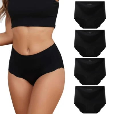 Afbeelding van Dumwis Onderbroeken voor dames, naadloze slips hoge taille, slips, multipack van 4 hipster, comfortabel, zonder aftekening, ondergoed tailleslip, sportondergoed,