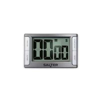 Afbeelding van Salter 396 SVXR Premium Contour elektronische timer, digitale stopwatch, magnetisch/zelfstaand, omhoog en omlaag tellen, 99 min 59 sec, pieper, start /stopknop, 2 jaar garantie, zilver