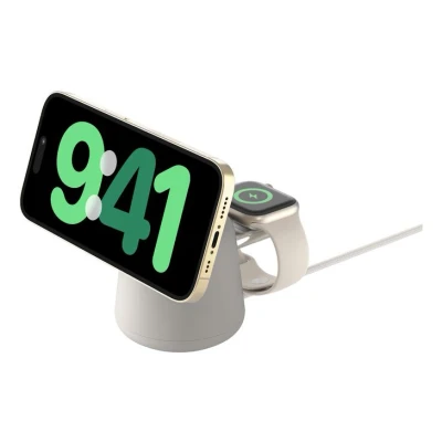 Afbeelding van Belkin BoostCharge Pro 2 in 1 draadloze oplader met Qi2 (15 W) MagSafe compatible lader voor iPhone 16, 15, 14, 13, 12 serie, Apple Watch, AirPods en andere apparaten, voedingsadapter