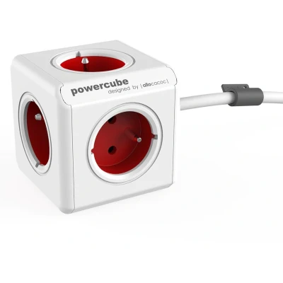 Afbeelding van Allocacoc 6300RD/BEEXPC Stekkerdoos PowerCube Extended 4 Sockets type E België Wit/Rood 1,5 meter