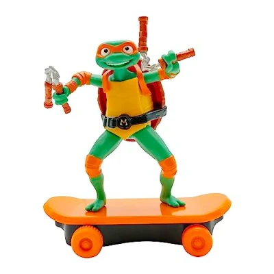 Afbeelding van TMNT Ninja Turtles Sewer Shredders Michelangelo op Skate met terugslag en gevechtsmodaliteit. Movie Style