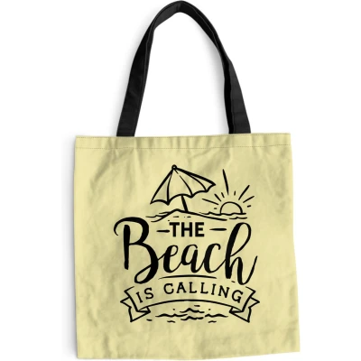 Afbeelding van MuchoWow® Schoudertas Strandtas Big Shopper Boodschappentas Strand Parasol Quotes 45x45 cm Katoenen tas