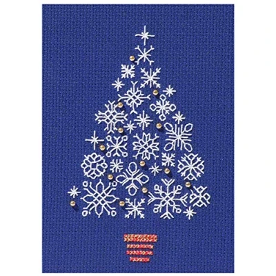 Afbeelding van Kerstkaart op donkerblauwe stof