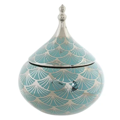 Afbeelding van Tibor DKD Home Decor Porselein Gouden Turkoois Wit 18 x 22 cm Orientaals Verchroomd