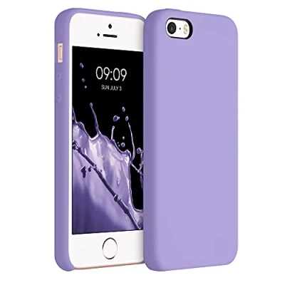 Afbeelding van kwmobile telefoonhoesje geschikt voor Apple iPhone SE (1.Gen 2016) / 5 5S Hoesje met siliconen coating Smartphone case in violet lila