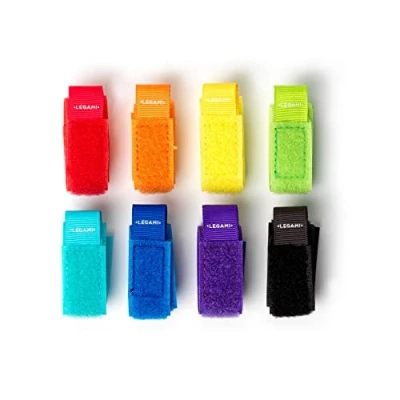 Afbeelding van Legami Set van 8 kabelbinders, kleurrijk, met scheursluiting, herbruikbaar, 18 x 2 cm