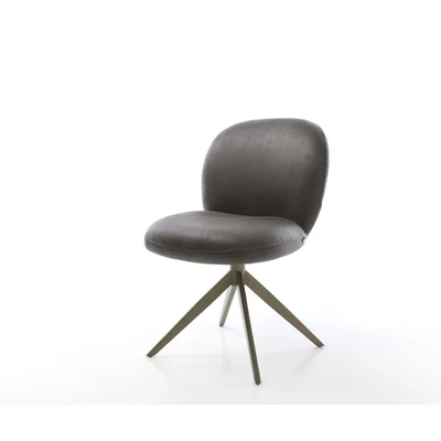 Afbeelding van Eetkamerstoel Nube Flex kruisframe breed afwerking met titaniumeffect antraciet vintage pocketveer kern 360 draaibaar