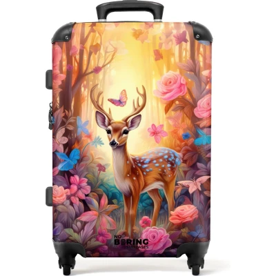 Afbeelding van NoBoringSuitcases.com® Kindertrolley meisjes met hert Koffer 20 kg bagage