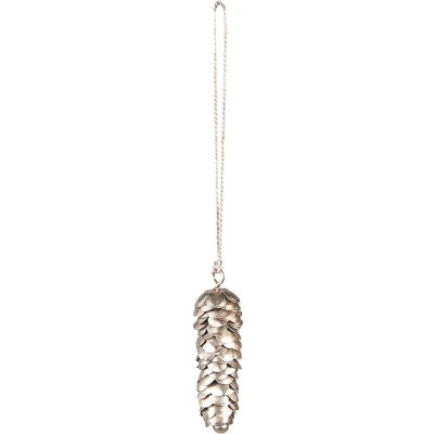Afbeelding van Clayre &amp; Eef Hanger Dennenappel 9 cm Zilverkleurig Ijzer Woondecoratie