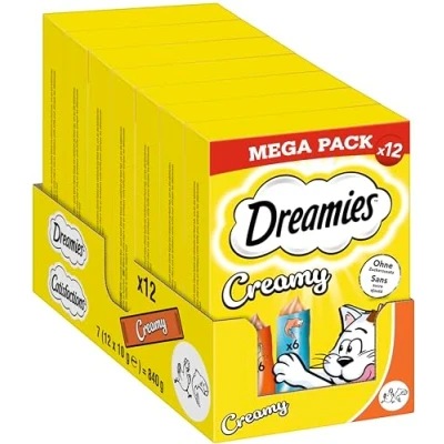 Afbeelding van Dreamies Creamy Snacks Romige kattensnacks met kip en zalm, megapack 7 x 12 10 g