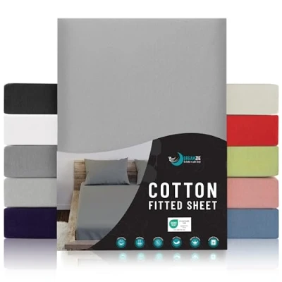 Afbeelding van Jersey Katoenen Hoeslakens Grijs Voor Matras 200 x 27 cm Gecertificeerd Vrij van Chemische Producten (OEKO TEX), met Volledige Elastiek