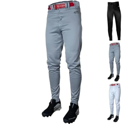 Afbeelding van Rawlings Launch Series honkbalbroek, volledige lengte en pasvorm voor joggers, effen kleuren, volwassen maten, grijs, M