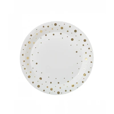 Afbeelding van Borden Wit Met Gouden Stippen 23cm 8 stuks