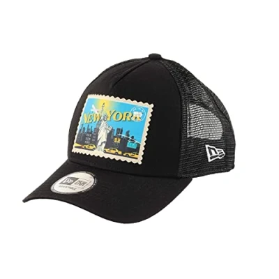 Afbeelding van New Era York Postcard Patch Black A Frame Adjustable Trucker Cap One Size