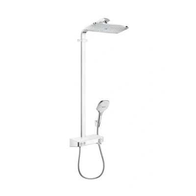 Afbeelding van Hansgrohe raindance e showerttablet select 300 douchecombinatie 360mm hoofddouche 380mm arm 1jet thermostaat chroom wit 27288400