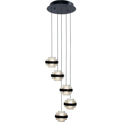 Afbeelding van Design Modern 5 lichts Hanglamp Getrapt Transparant Dynasty
