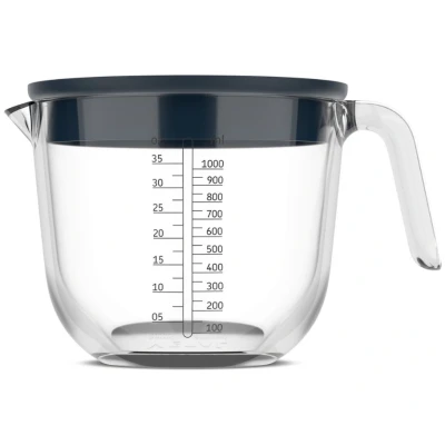 Afbeelding van Mepal Glas maatbeker met deksel Chef it 1000 ml Maataanduiding Vaatwasmachine , magnetron en ovenbestendig Bakspullen Navy