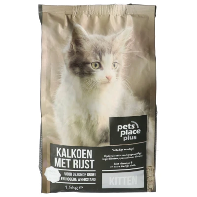 Afbeelding van Pets Place Plus Kittens Kattenvoer Kalkoen Rijst 1.5 kg