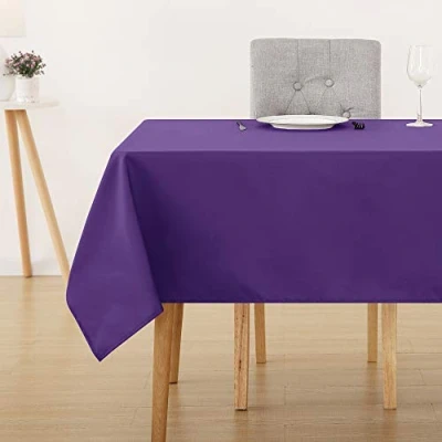 Afbeelding van Deconovo Linnen Look Tafelkleed Textiel Waterdicht Huishoudelijk Rechthoekige Afveegbaar Tafelloper Lotuseffect voor Festival Partij Paars 137x274cm
