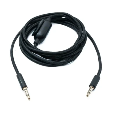 Afbeelding van SYSTEM S Audio vervangingskabel 2 m AUX 3,5 mm jack gevlochten met volumeregelaar voor Logitech G433 G233 GPRO X