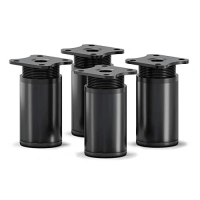 Afbeelding van sossai® design meubelpoten MFR1 set van 4 in hoogte verstelbaar Rond profiel: 40 x mm Kleur: zwart mat Hoogte: 60 (+ 20 mm) Inclusief hoogwaardige houtschroeven