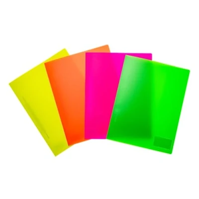 Afbeelding van HERMA 19640 Snelhechter A4 doorschijnend neon assortiment, 12 stuks, zichtmappen van kunststof met etiket, insteekvak &amp; metalen hechttong, plastic snelhechterset voor school en kantoor