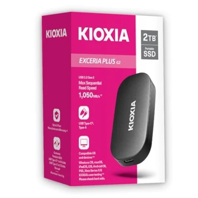 Afbeelding van Kioxia EXCERIA PLUS G2 2000GB Portable SSD USB 3.2 Gen2 Type C (2000 GB), Externe SSD, Grijs