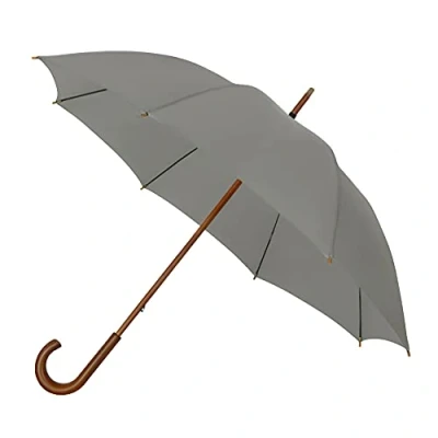 Afbeelding van Eco bamboe paraplu windproof grijs met haak