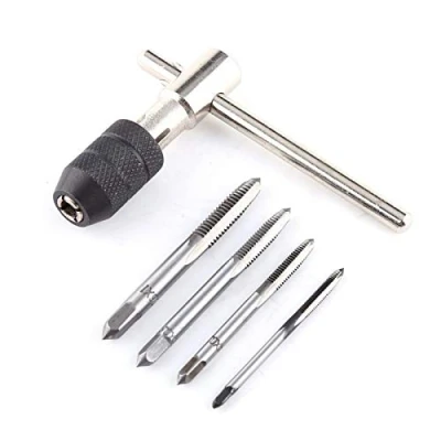 Afbeelding van KUIDAMOS Hand Tap Houder Draad Schroefdraad Wrench Handvat, met 4 stuks Rechte Fluit Kranen M3/M 4/M5/M6 voor Handtappen Bediening