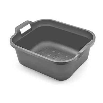 Afbeelding van Addis Grote rechthoekige 10 liter spoelbak met handgrepen, metallic zilver, 39 x 32 14 cm