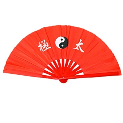 Afbeelding van Chinese bamboe waaier Ideaal voor het beoefenen van tai chi/dans, Taichi Worlds Red Background