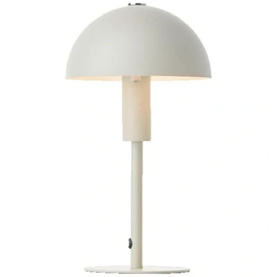 Afbeelding van Lightbox Pilz Tischlampe 27 cm Höhe, Ø 15 Home Office Schreibtischlampe mit Wipp Schalter Mini LED Lampe als Nachttischlampe für das Schlafzimmer E14 aus Metall in Beige