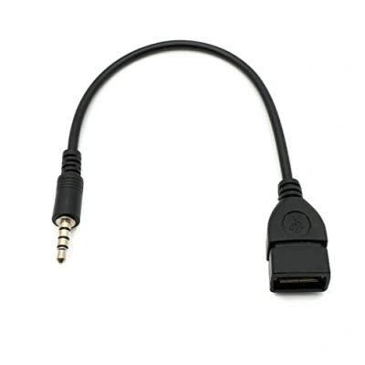 Afbeelding van System S Audio USB kabel 20 cm 3,5 mm jack stekker naar 2.0 type A bus AUX in zwart
