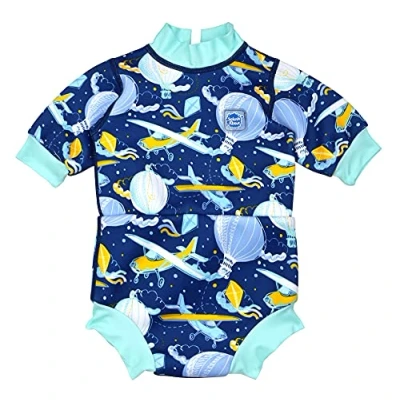 Afbeelding van Splash About Happy Nappy Baby wetsuit met herbruikbare zwemluier Up in the Air, 12 24 Maanden