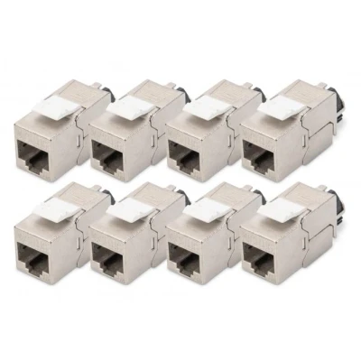 Afbeelding van DIGITUS Keystone module Cat 6A afgeschermd 8 stuks RJ45 jack 500 MHz 10GBase T AWG 26 22 Ontwerp Met vergrendelingshendel Montage zonder gereedschap