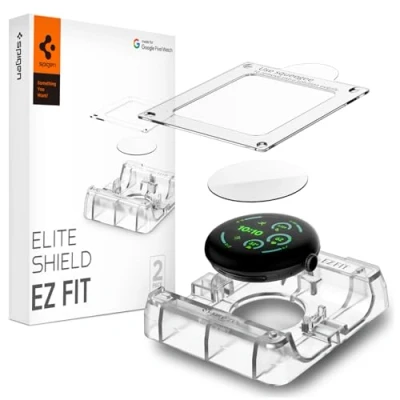 Afbeelding van Spigen Eliteshield EZ Fit Screenprotector compatibel met Google Pixel Watch 3 45mm, 2 stuks, Installatiekit inbegrepen, Krasbestendig, Kristalhelder