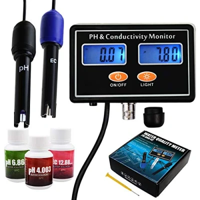 Afbeelding van pH/EC geleidingsmeter met ATC waterkwaliteitstester 0,0 14,0pH / 0 19,99ms/cm Aquarium, hydrocultuur gereedschap