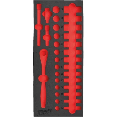 Afbeelding van Milwaukee Empty 32 pc 3/8&quot; Ratchet and Socket Set Foam Insert Lege Inlay doppenset 3/8&quot;;&quot;; (32 delig) 4932493663