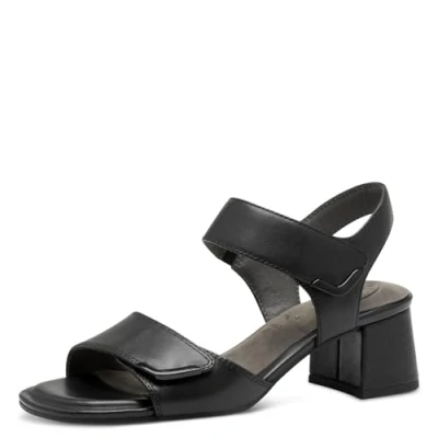 Afbeelding van TAMARIS Comfort Multiverstelbare damessandalen met hak, Black Nappa, 38 EU, EU