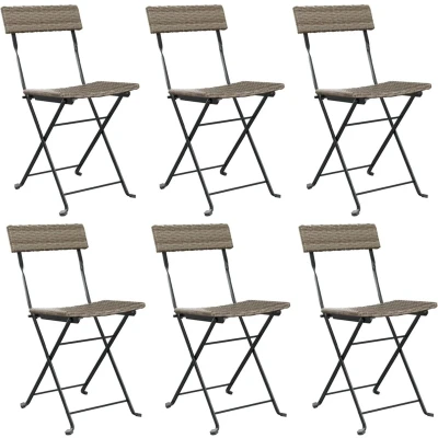 Afbeelding van vidaXL Bistrostoelen 6 st inklapbaar poly rattan en staal grijs