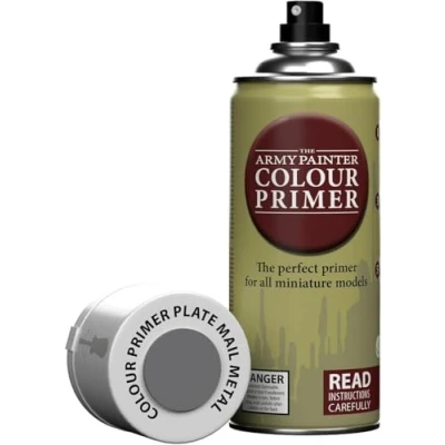 Afbeelding van The Army Painter Colour Primer 400 mL Acryl Nevelverf voor Tafel Roleplaying, Bordspellen, en Wargames Miniatuur Modelbouw Plate Mail Metal