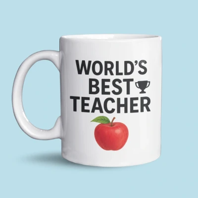 Afbeelding van NietMokken.nl Mok WORLD’S BEST TEACHER Bedankje voor leraar of lerares cadeau einde schooljaar Koffiemok 325ml Keramiek Aan beide zijden bedrukt Leuk docent Grappig kado meester juf
