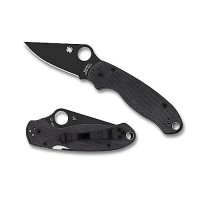 Afbeelding van Spyderco Uniseks volwassenen, zwart, zakmes, para 3 Black Blade, lemmet: 7,6 cm, G10, klapmes, zakclip, eenheidsmaat