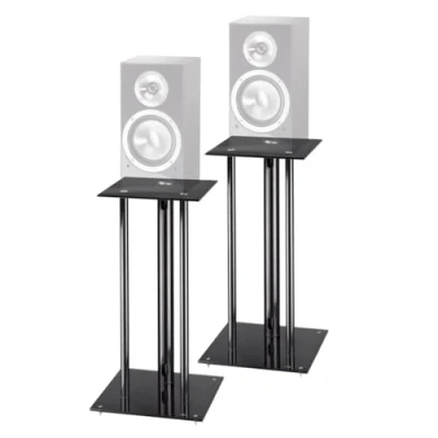 Afbeelding van Hama luidsprekerstandaard, set van 2 (voor zware boxen, met kabelgeleiding, trillingsdemper, universele 64 cm hoogte, max. 30 kg) zwart