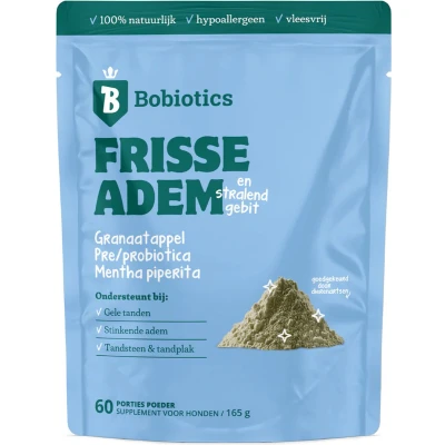 Afbeelding van Fris Gebit Supplement voor Honden Met Granaatappel, Probiotica &amp; Pepermunt 100% Natuurlijk Vermindert Tandsteen Tandplak Ondersteunt Frisse Adem Gezond Tandvlees 60 Schepjes