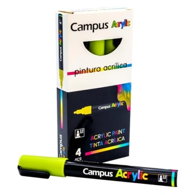 Afbeelding van Campus Acrylstiften, verpakking met 2 mm ronde punt, permanente marker op waterbasis, ondoorzichtig en sneldrogend (groen)