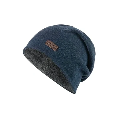 Afbeelding van Sterntaler Slouch beanie met patch, blauw (marine), 49 cm
