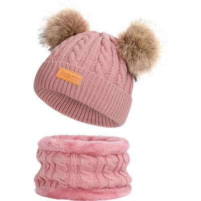 Afbeelding van Baboo Baby Muts &amp; Sjaal Kleding Jongens en Meisjes Winter Kinderkleding Kind 0 tot 6 Jaar Onesize Roze